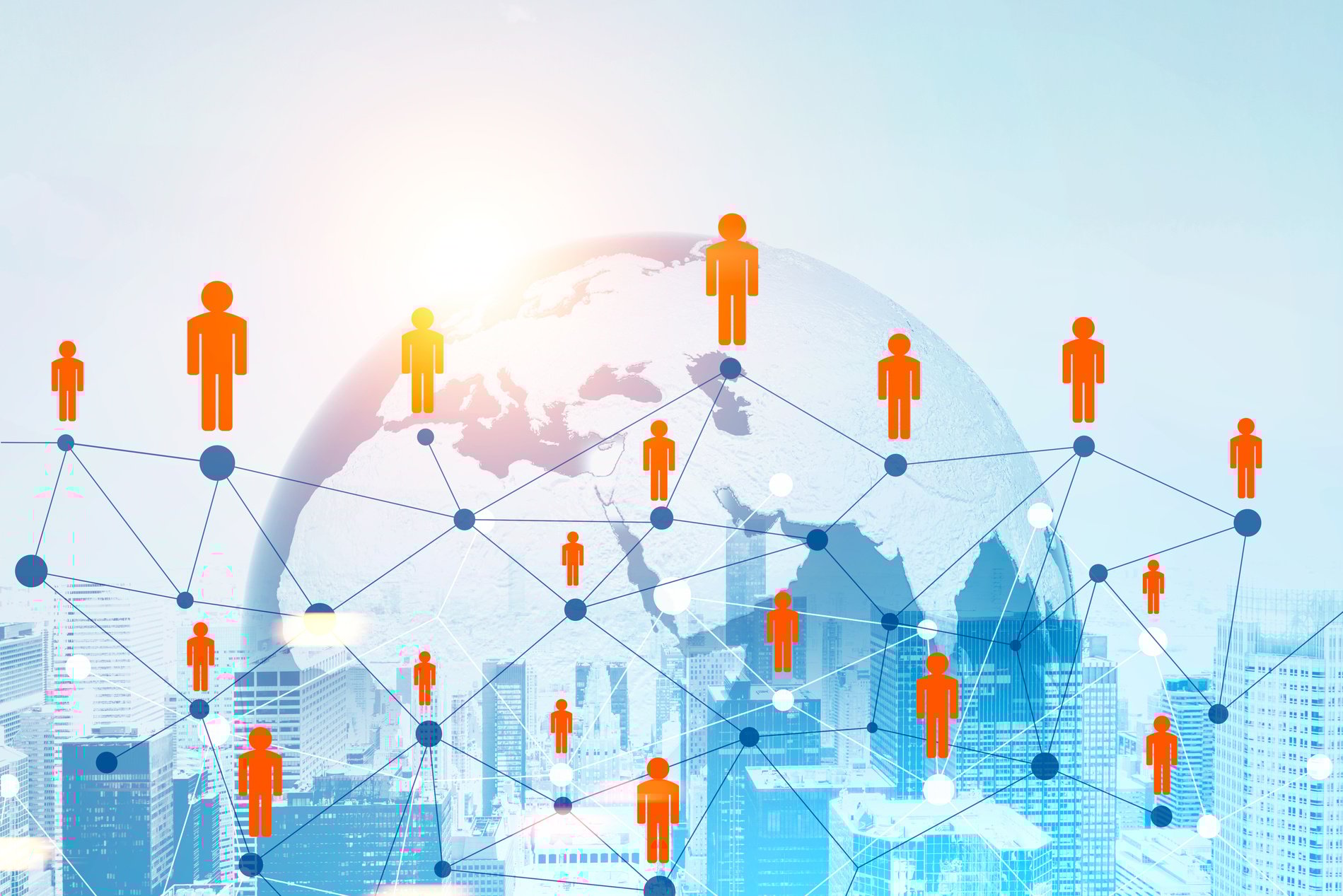 People figures on global map